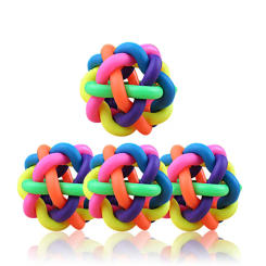 Pet Dog Puppy Cat Colorful Training Chew Ball Pet Products Bell Squeaky Sound Play Toy Dog Ball Bite Play Ball Dog Toy
