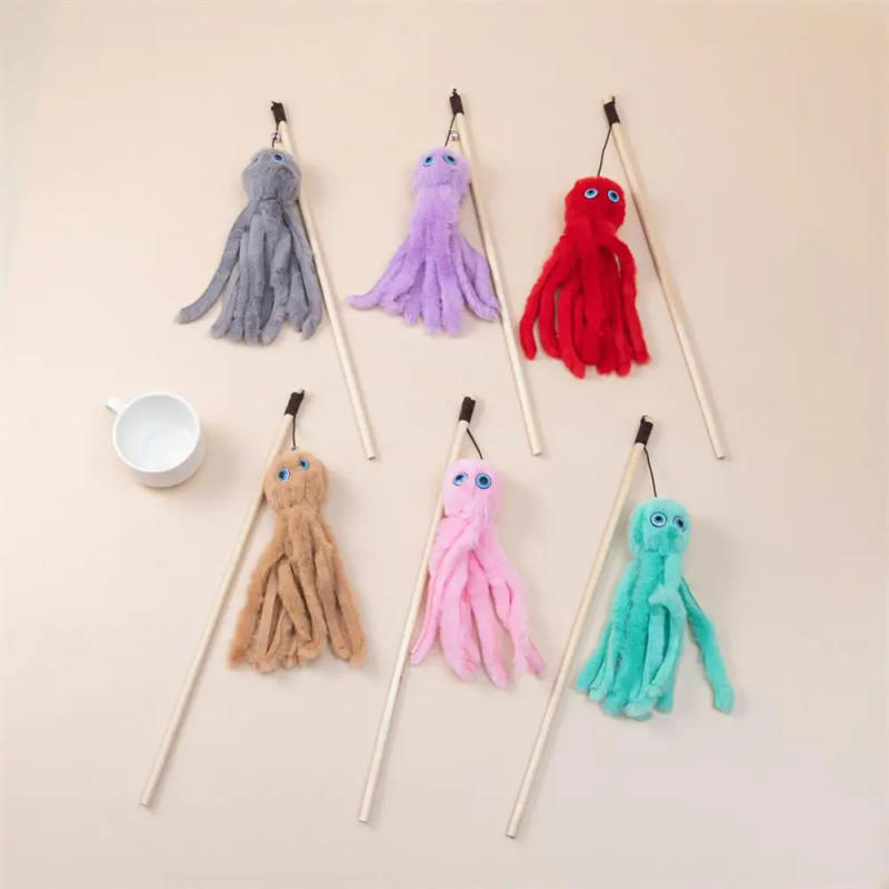 Description Picture 2 of itemOctopus Plush Cat Stick Funny Pet Cat Toys Interactive Playing Toy For Cats Teaser Kitten Rod Wand Pet Accessories