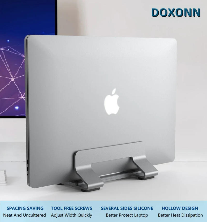 Description Picture 2 of itemLaptop Stand Vertical Tool-Free Adjustable Aluminum Vertical Laptop Stand Holder Width From 12-30mm Support Almost All Laptop