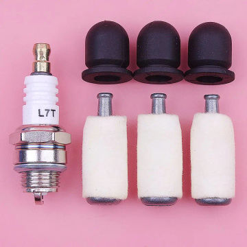 Carburetor Primer Bulb Fuel Filter Kit For Kawasaki TD18 TD24 TG33 Trimmer Strimmer 49043-2065 Spark Plug