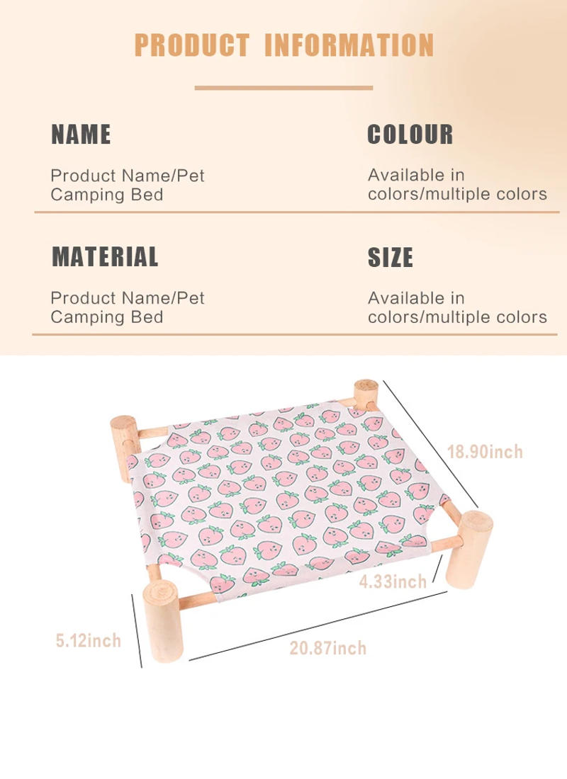 Description Picture 4 of itemSummer Pet Sofa Dog Bed Cat Removable Mat Indoor Hammock Wooden Elevated Portable Pet Camping Wooden Bed