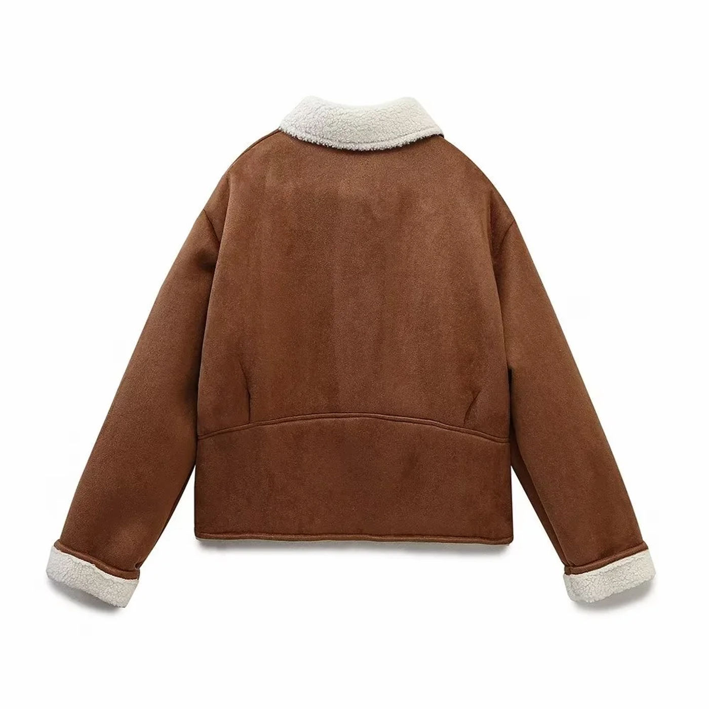 Description Picture 4 of item2023 Winter New Women's Casual Versatile Patch Bag Decorated with Lamb Fleece Lining Double sided Jacket Coat