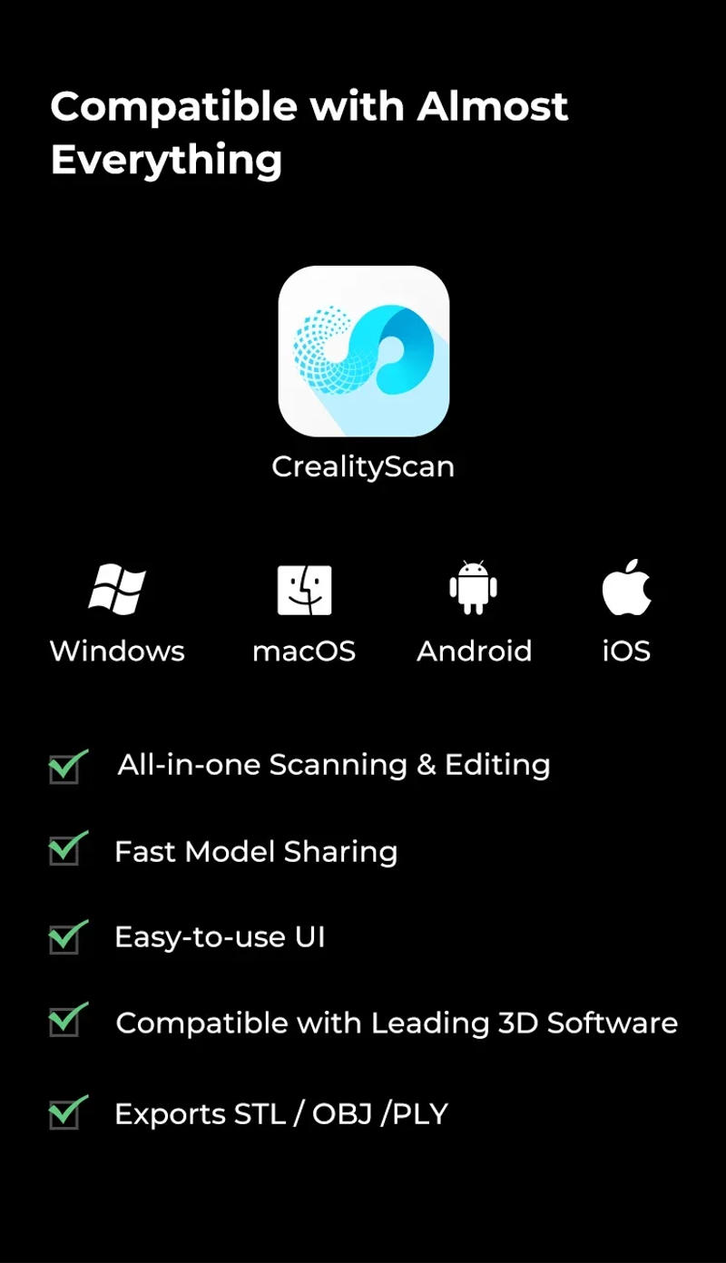 Description Picture 4 of itemCreality CR-Scan Ferret Pro Portable Handheld 3D Scanner Anti-shake Tracking WiFi6 Wireless Scanning 0.1mm Accuracy 24-bit