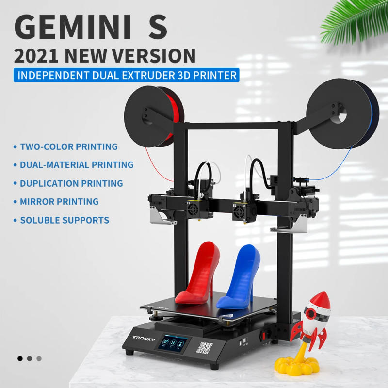 Description Picture 2 of itemTronxy GEMINI S 3D Printer Large FDM 3D Printing Machine 300*300*390mm Independent Dual Extruder Two Head Lattice Glass Heatbed