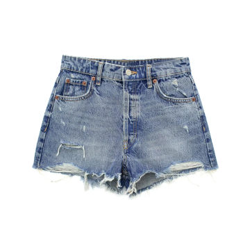 TRAF 2023 Summer Denim Shorts For Women Ripped Women's Jeans Shorts Faded High Waist Baggy Shorts Woman Streetwear Short Pants