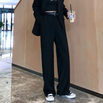 Pants Women Elegant Full Length Casual High Waist Trouser Office Temperament Autumn Pockets Korean Style All-match Female Cozy