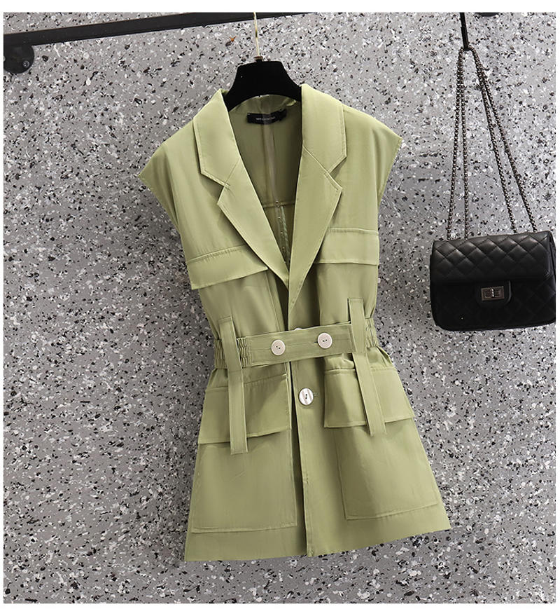 Description Picture 5 of itemSummer Office Two Piece Set Women Casual Short Sleeve Belt Slim Waist Vest Tops + Wide Leg Shorts Suit Elegant Woman Set Outfits