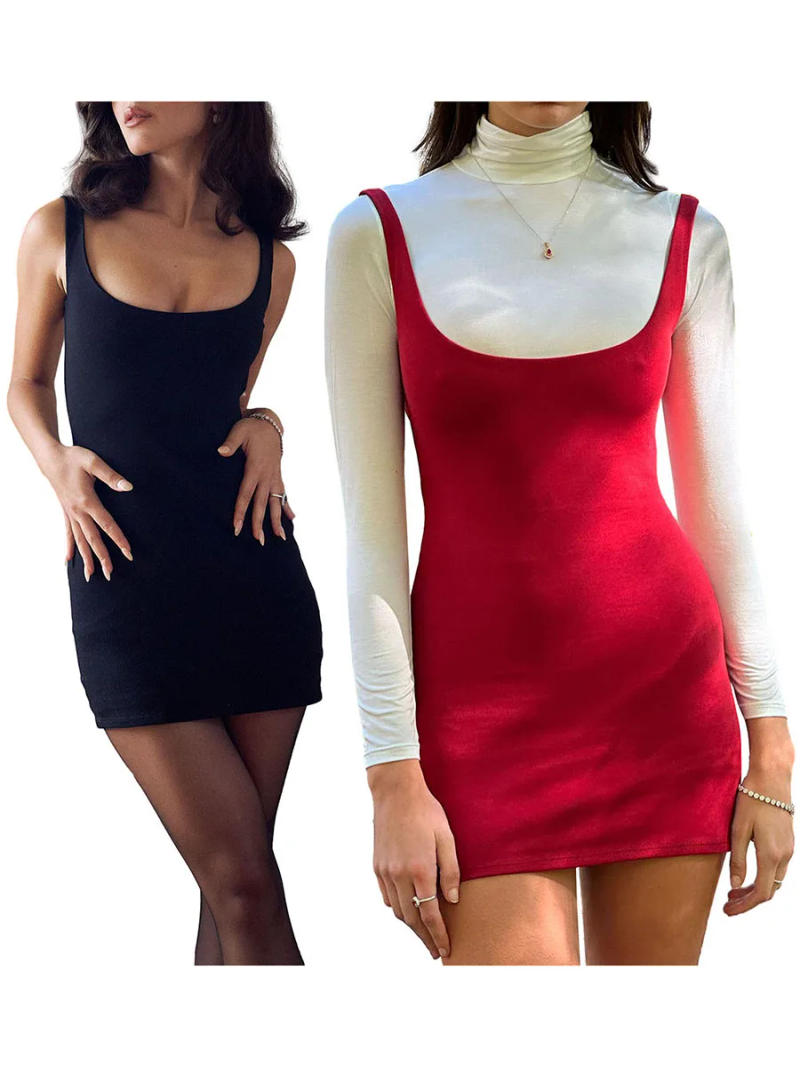 Description Picture 2 of itemWomen's Backless Mini Bodycon Dress for Party Summer Tank Dress Solid Color Sleeveless U-Neck Short Mini Dress