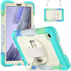 Kids Proof Silicone Tablet Case For Samsung Galaxy Tab A7 Lite 2021 T220 T225 Shockproof Cover With Rotation Hand Strap Case