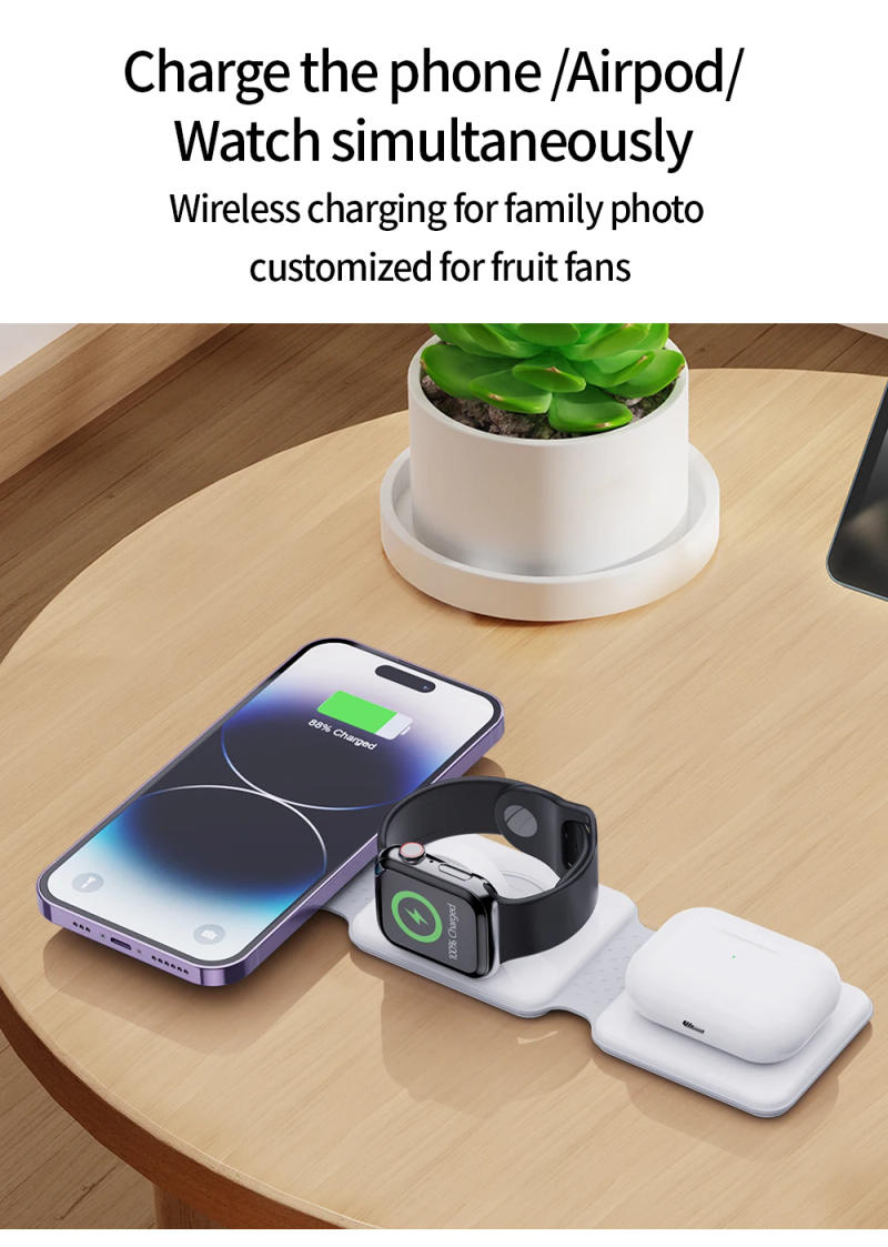 Description Picture 6 of item30W Magnetic Wireless Charger Pad Macsafe Foldable for iPhone 14 13 12 Pro Max Apple Watch 8 7 AirPods 3 in 1 Fast Charging Dock