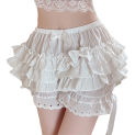 Womens Tiered Frilly Bloomers Shorts Bowknot Ruched Culottes Maid Cosplay Ruffled Panties Victorian Anime Cosplay Costumes