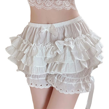 Womens Tiered Frilly Bloomers Shorts Bowknot Ruched Culottes Maid Cosplay Ruffled Panties Victorian Anime Cosplay Costumes