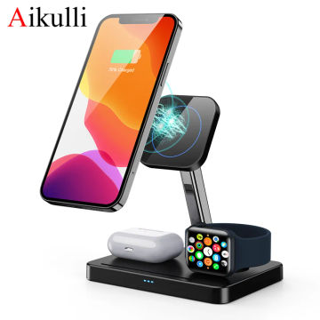 3 in 1 Magnetic Wireless Charger Stand 15W Fast Charging Station for Magsafe iPhone 14 13 12 Pro Max/Mini Apple Watch 7 AirPods