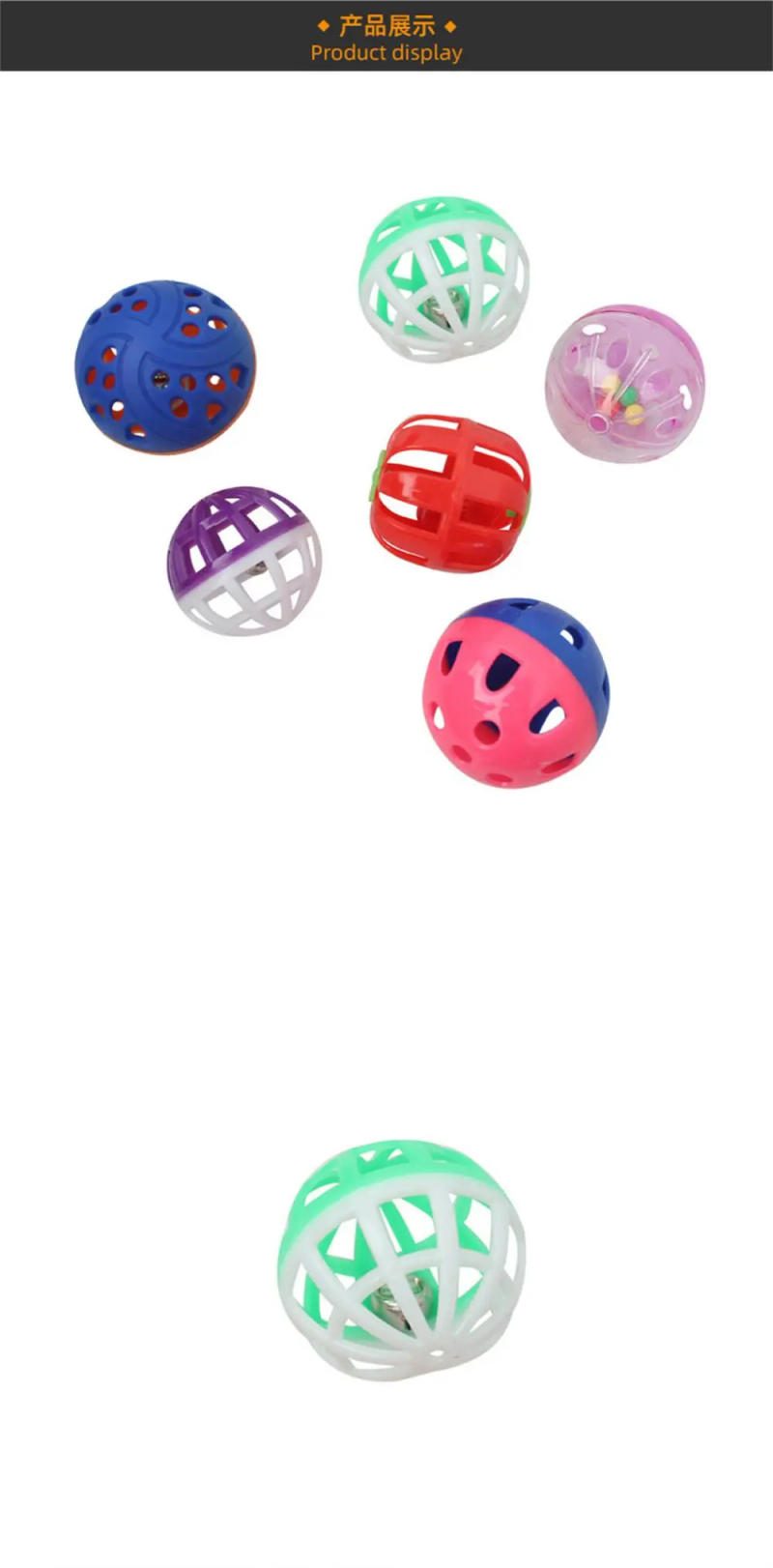 Description Picture 6 of item6pcs Toys for Cats Ball with Bell Playing Chew Rattle Scratch Plastic Ball Interactive Cat Training Toys Cat Toy Pet Supplies