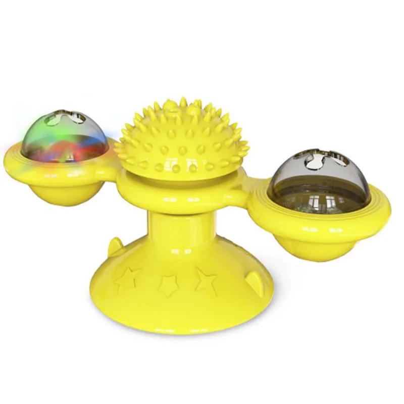 Description Picture 3 of itemFunny Cat Toy Spinning Windmill with LED Ball ＆Catnip Scratch Hair Brush Intelligence Training Suction Cup Cats Spinner Toy