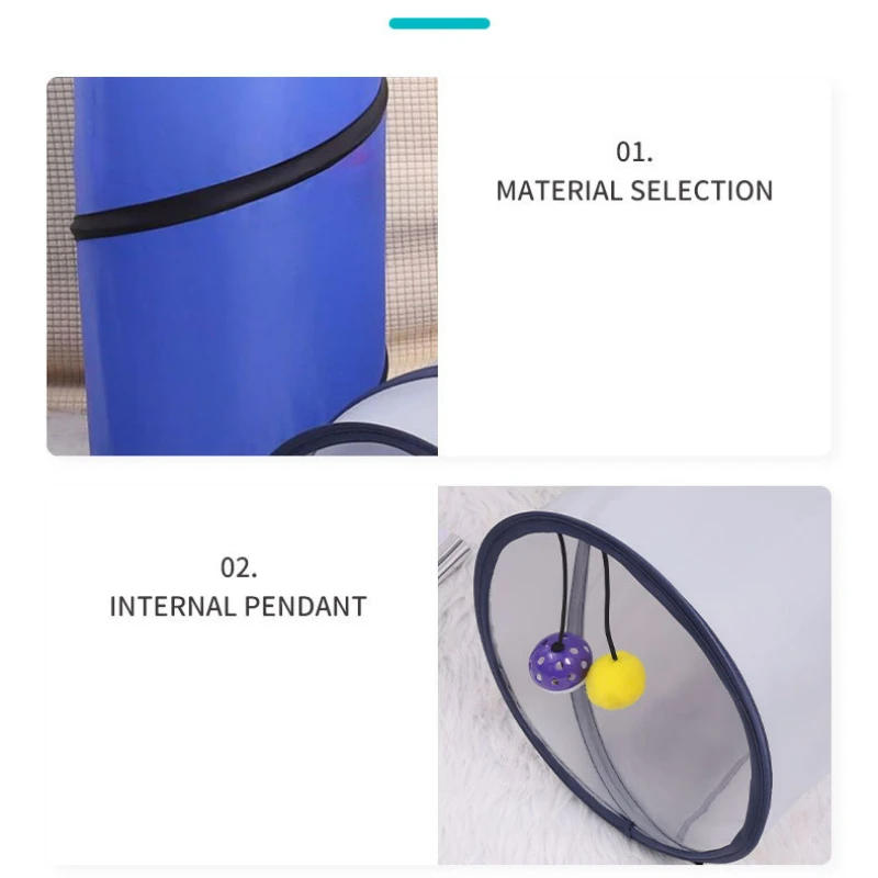 Description Picture 6 of itemCat Tunnel Toy Funny Pet 2 Holes Play Tubes Balls Collapsible Crinkle Kitten Toys Puppy Ferrets Rabbit Play Dog Tunnel Tubes