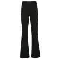 All-Match Women Fashion Elastic Waist Black Flared Pants Solid Color High Waist Wide Leg Trousers Casual Hipster Streetwear