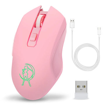 Rechargeable Wireless Mouse 6 Buttons 2.4G Wireless Mouse 2400 DPI Adjustable RGB Breathing Light for Laptop Desktop Computer