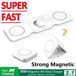 Mini Magnetic Wireless Charger Pad Stand for iPhone 14 13 12 11 X Pro Max Apple Watch Airpods 3 in 1 Fast Charging Dock Station