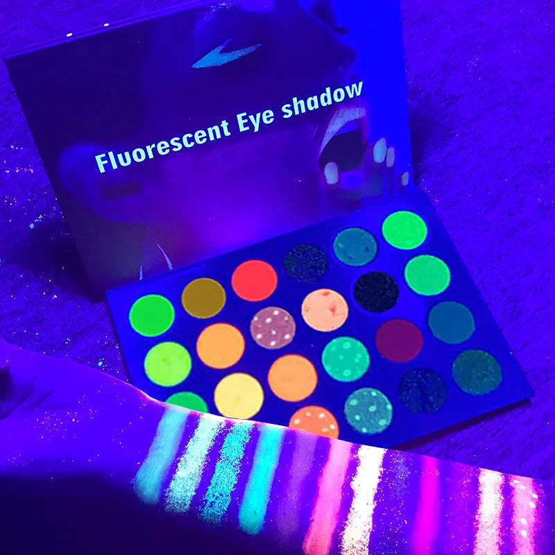 Description Picture 3 of item24 Colors Neon Eyeshadow Palette Glow UV Blacklight Makeup Eye Shadow Pallet Lipstick for Luminous Party Bar Birthday Christmas