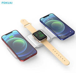 15W Foldable Wireless Charger Pad 3 in 1 Magnetic Fast Charging Station for iPhone 15 14 13 12 11 XR X 8 Apple Watch Airpods Pro