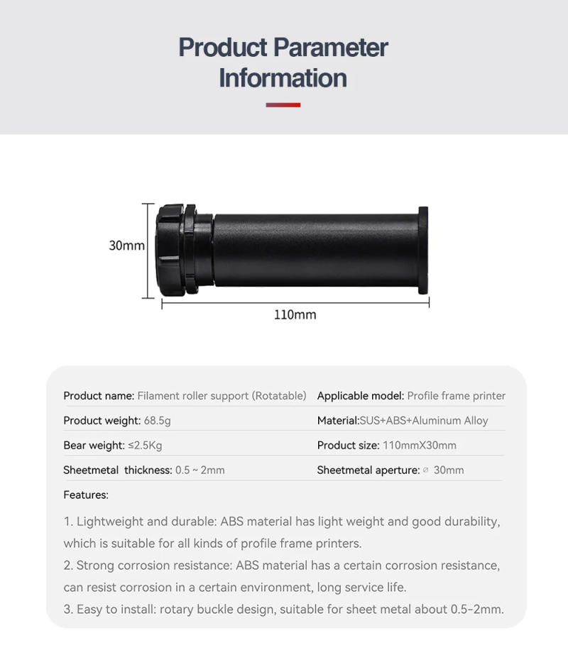 Description Picture 3 of item3D Printer Filament Spool Holder Material Rack Fixed Seat Easy To Install For ABS PLA PETG For Ender3 S1/Ender3/V2/CR10