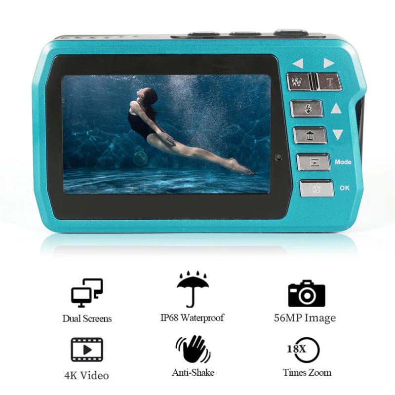 Description Picture 4 of item4K Underwater Camera Dual Screens HD 2.7K 56MP Digital Waterproof Anti-shake Face Detection Video Recorder Camera for Snorkeling