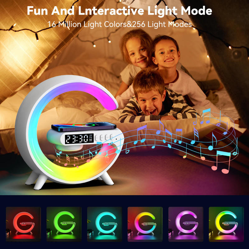 Description Picture 5 of item15W Wireless Charger Stand RGB Night Light Bluetooth Speaker Handsfree Call Alarm TF Fast Charging Station for iPhone Samsung