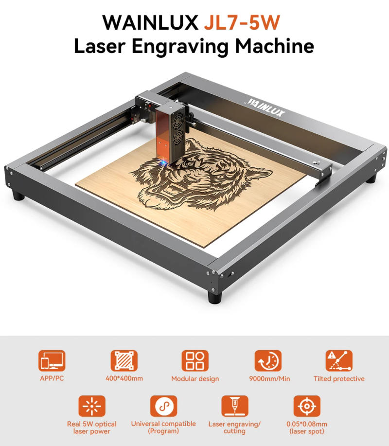 Description Picture 4 of itemWAINLUX JL7 40W Laser Engraving Machine Working area 400*400mm  Ultra-thin Laser Beam Shaping Technology High-precision Laser