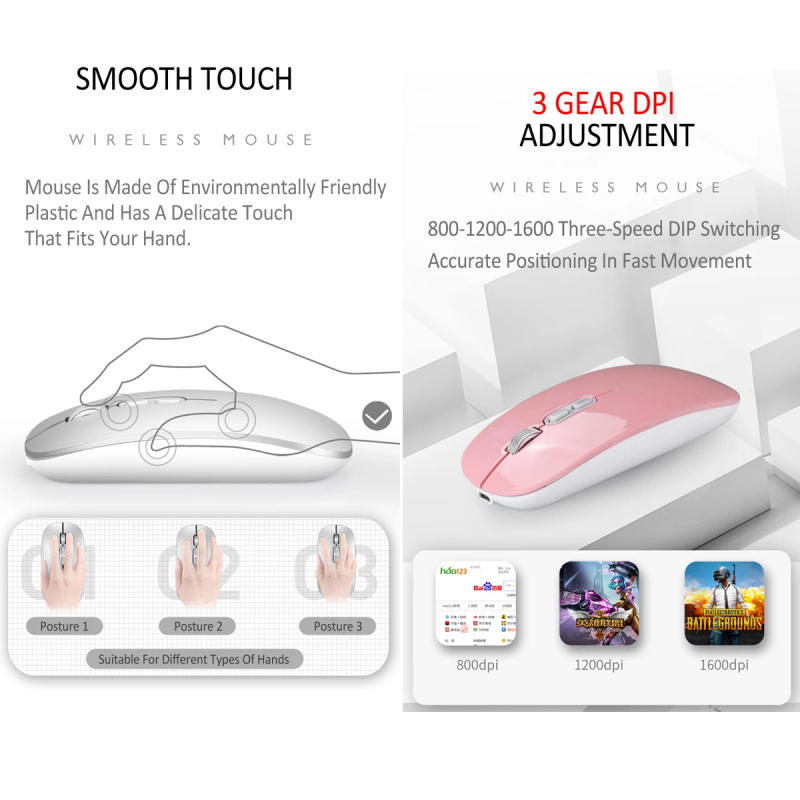 Description Picture 5 of itemRechargeable Wireless Mouse Ergonomic Portable Silent Computer 2.4G Mouse for Laptop Android Windows Mac