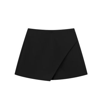 Women 2023 New Chic Fashion Asymmetry Shorts Skirts Vintage High Waist Side Pocket Zipper Female Skorts Mujer