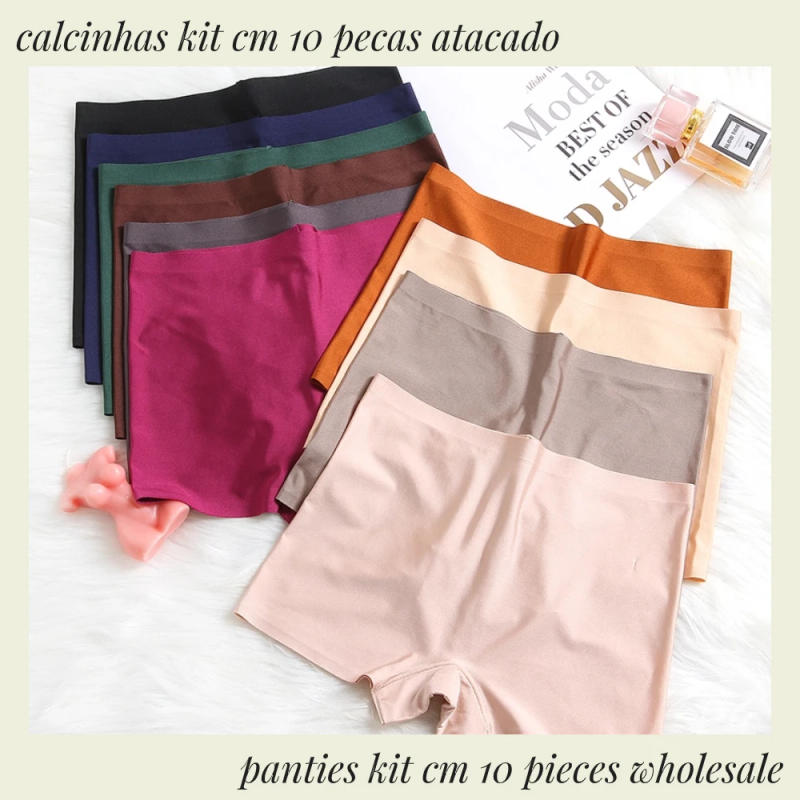 Description Picture 2 of item10Pieces Panties Shorts Set Underwear 10 Pcs Women's Ice Silk Boxer Briefs Lot of 10 Units Female Boyshorts Panties Women Set