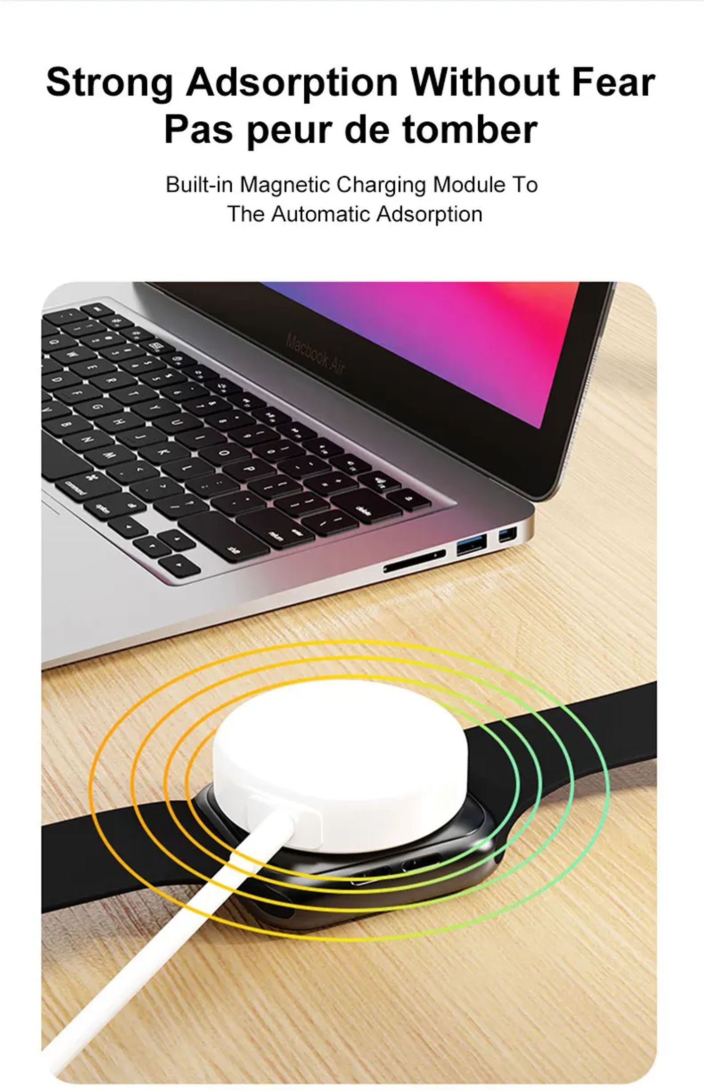 Description Picture 4 of itemNEW For iPhone Magnetic Wireless Charger For iWatch 8 7 6 SE Portable Fast Charging Watch Series 5 4 3 2 1 USB Cord Cable No Box
