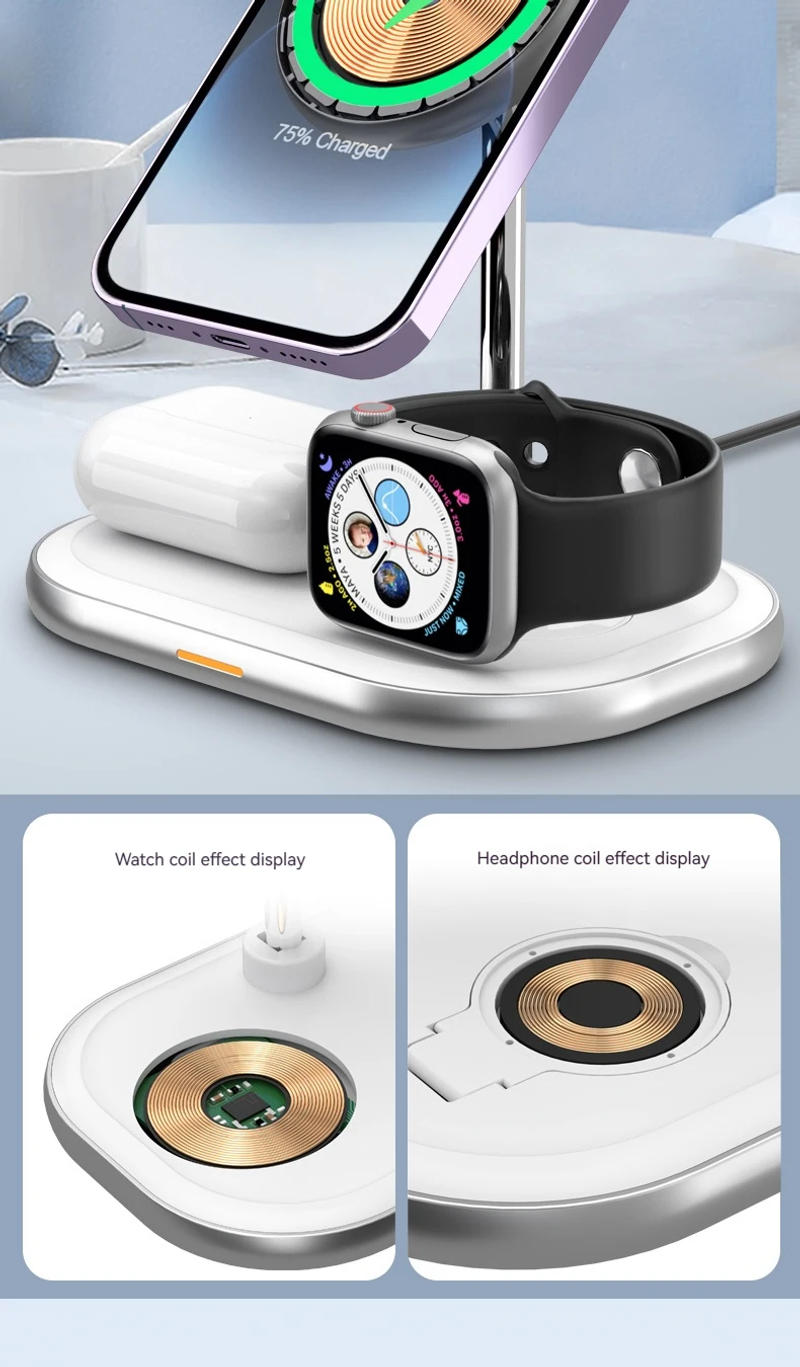 Description Picture 5 of itemMagnetic Wireless Charger Stand for iPhone 15/14 Plus/13/12 3 in 1 Wireless Macsafe Charger Station For Apple Watch/AirPods Pro