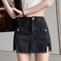 Fashion Y2K Split Denim Shorts Skirts Women Summer New Vintage Basics High Waist Wrapped Mini Skirts Femme