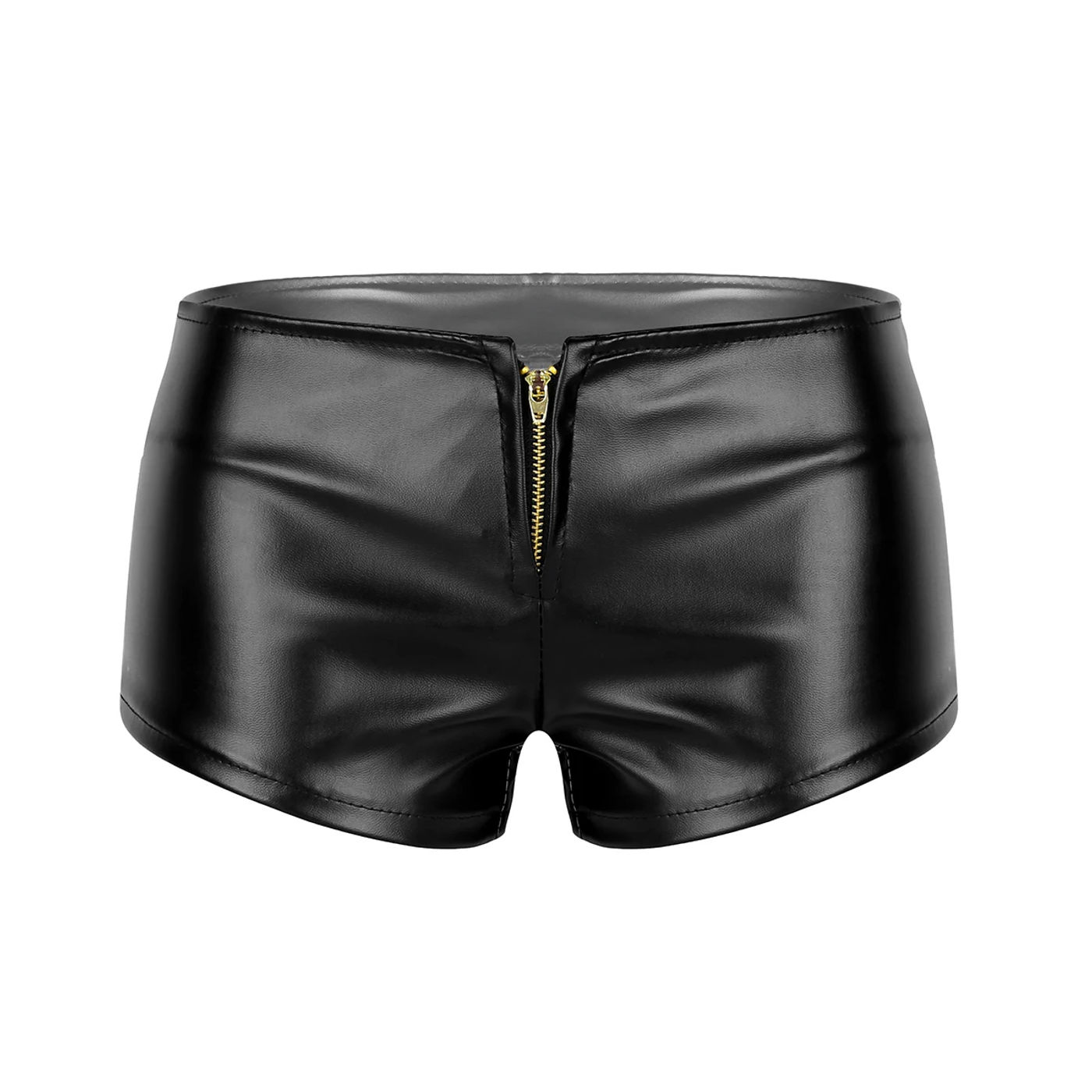 Description Picture 5 of itemWomen's Shorts Wet Look Faux Leather Pole Dance Booty Shorts Clubwear Mini Panties Front Zippered Low Waist Shorts Rave Outfits