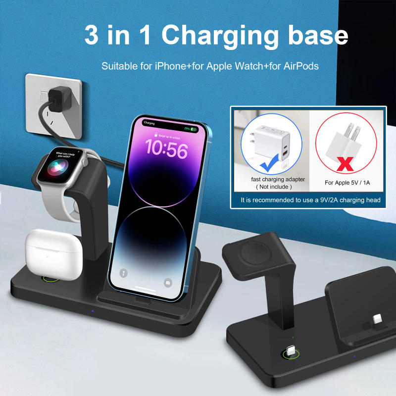 Description Picture 5 of item3 in 1 Fast Charging Dock Station for Apple Watch 8 7 AirPods Pro iPhone 14 13 12 11 XS X 8 Wireless Charger Stand Phone Holder