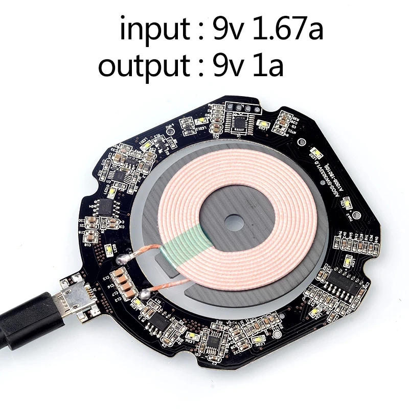 Description Picture 4 of itemWireless Charging DIY Qi Standard Transmitter Module Accessories Sensitive PCB Circuit Board Universal Stable Micro USB Port