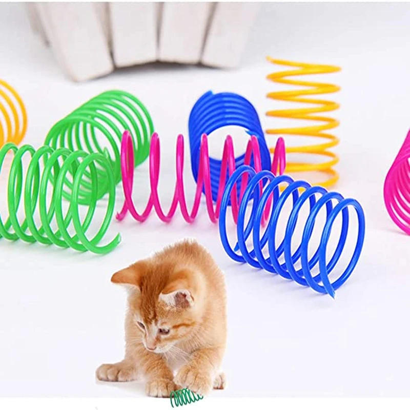 Description Picture 4 of item8/12/16/20Pcs Interactive Cat Toy Cat Spring Toys for Cat Kitten Cat Funny Toys Colorful Coil Spiral Springs Pet Accessories Set