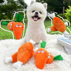 Funny Dog Toys Cute Carrot Plush Puppy Squeaky Chew Toy For Small Medium Pets Interactive Supplies
