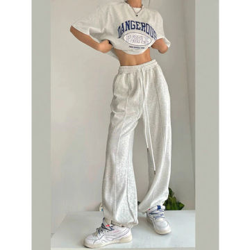 HOUZHOU Women Sweatpants Casual Joggers Harajuku Hip Hop Korean Fashion Y2k Female Wide Leg Sports Trousers Streetwear Loose
