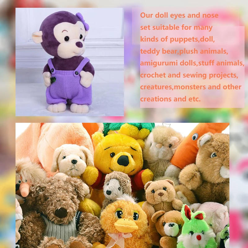 Description Picture 4 of item566Pcs 6mm-14mm Colorful Safety Eyes Noses Set Part Crafts for Teddy Bear Soft Toy Animal Doll Handmade DIY Accessories