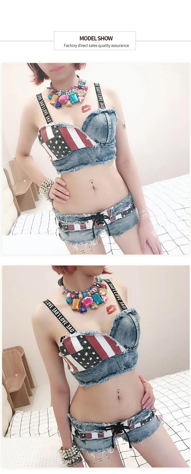 Description Picture 5 of itemNightclub Sexy Tight Denim Shorts New Arrival Rafted 2023 Ultra Short Fashionable Low Waist Jeans for Women