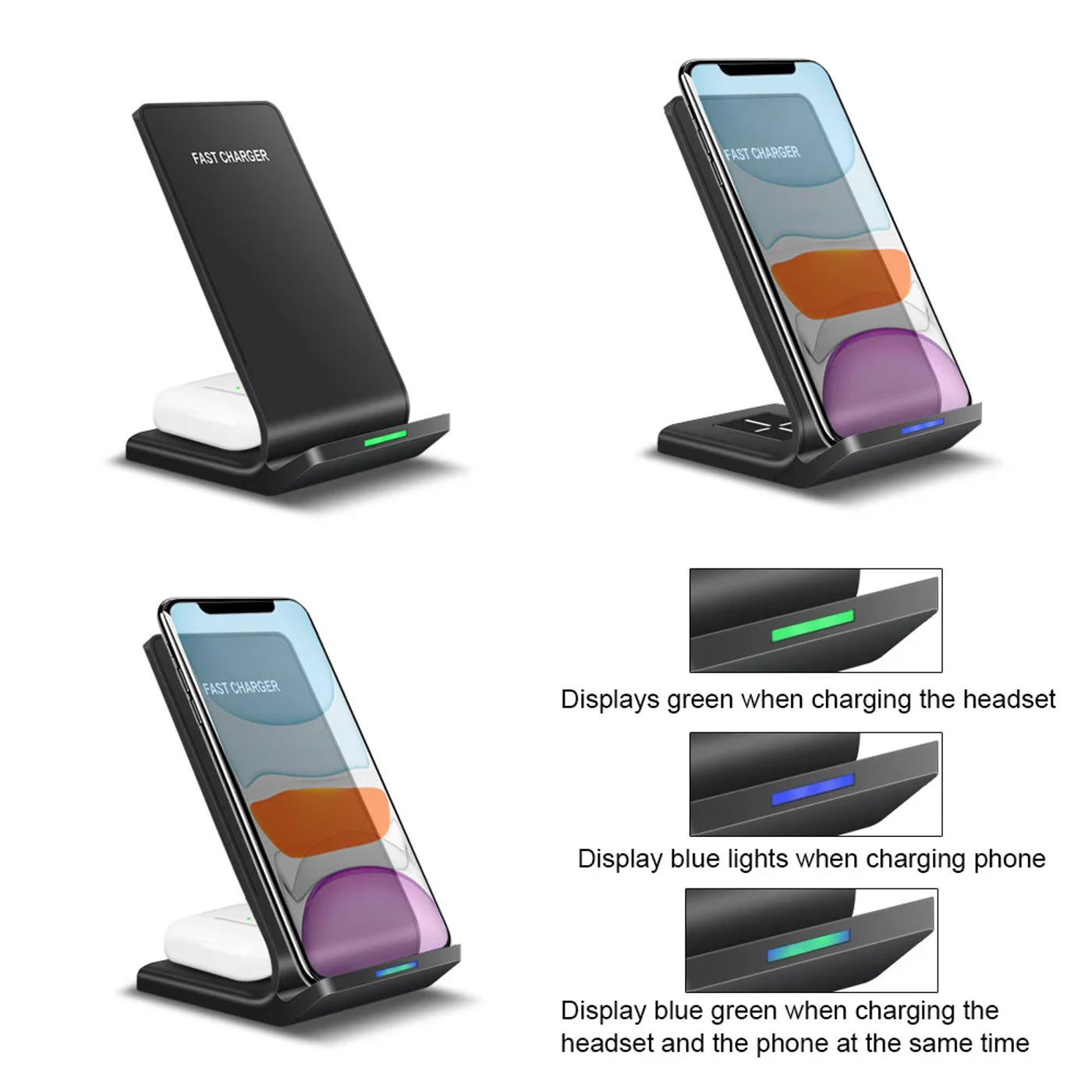 Description Picture 3 of itemFDGAO Fast Wireless Charger 15W For iPhone 15 14 13 12 11 X XS XR Samsung S23 S22 S20 Huawei Mate Xiaomi 13 Type C Quick Charger