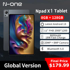 N-one NPad X1 11'' Tablet MTK G99 6nm Android 13 16(8+8)GB RAM 128GB ROM 2000x1200 FHD 8+20MP+Macro Camera 18W PD Fast Charge