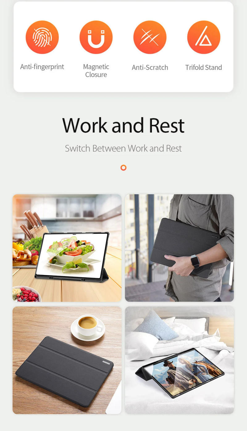Description Picture 3 of itemDUX DUCIS Magnetic PU Leather Tablet Case For Samsung Galaxy Tab S9 Ultra 14.6 inch Flip Stand Smart Cover with Sleep Function