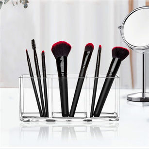 Eyeliners Display Holder Clear with 3 Slots Acrylic Makeup Brush Organizer for Women