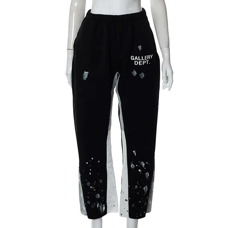 Description Picture 6 of itemWomen Graffiti Print Cargo Joggers Y2k Straight Wide Leg Sweatpants Sport Pants High Waist Flared Tracksuit Patchwork Winter