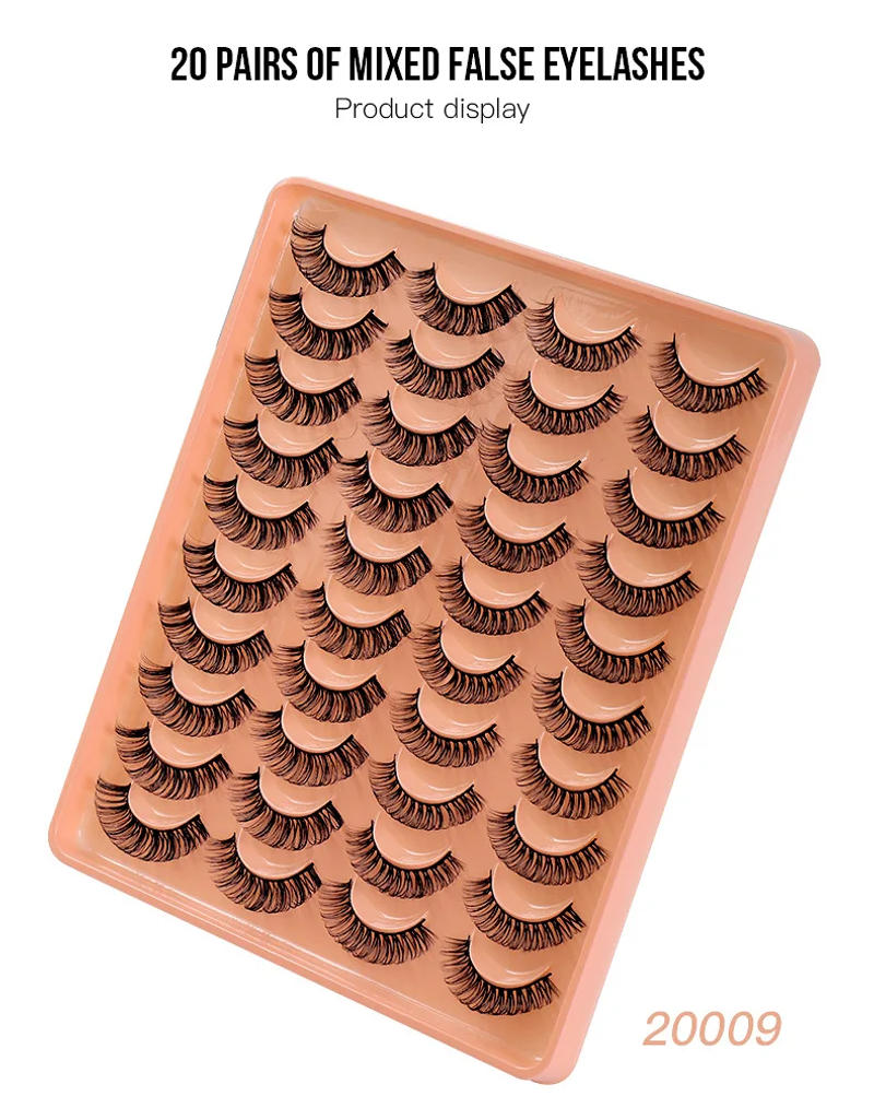 Description Picture 4 of itemDD Curl Russian Strip Lashes 20/5 Pairs Volume Thick Fluffy Faux Mink Lashes Makeup False Eyelash Bulk Fake Eye Lashes