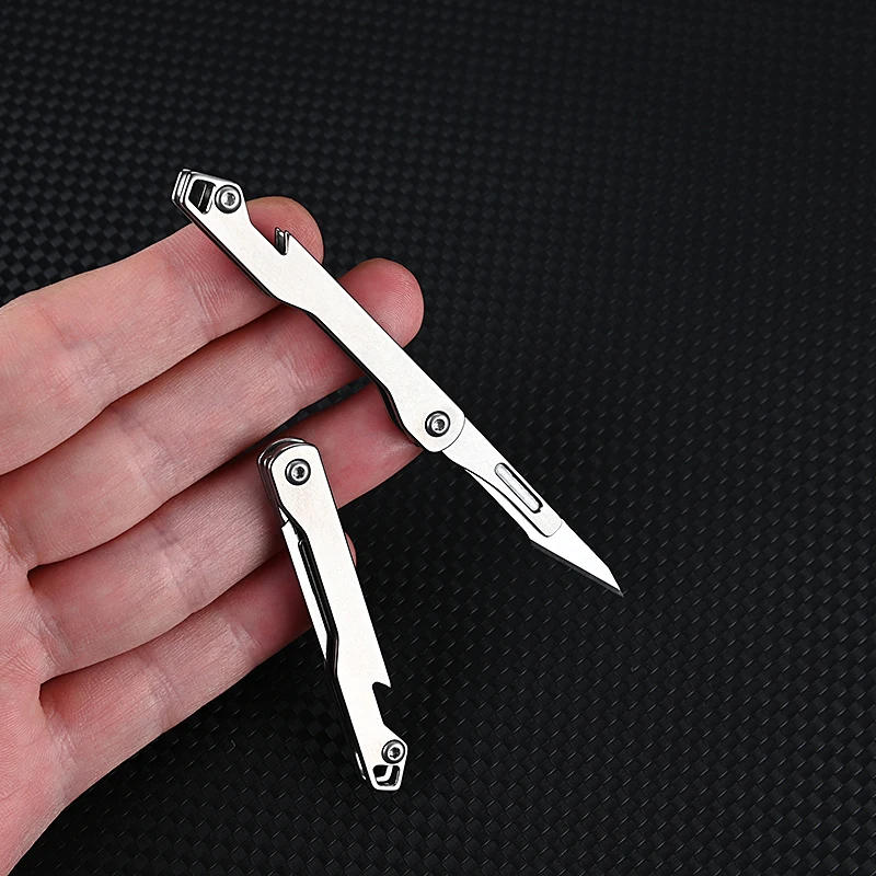 Description Picture 5 of itemMini Bottle Opener Scalpel Stainless Steel G10 Folding Knife Outdoor Survival Camping Portable EDC Tool 10 Blade Free